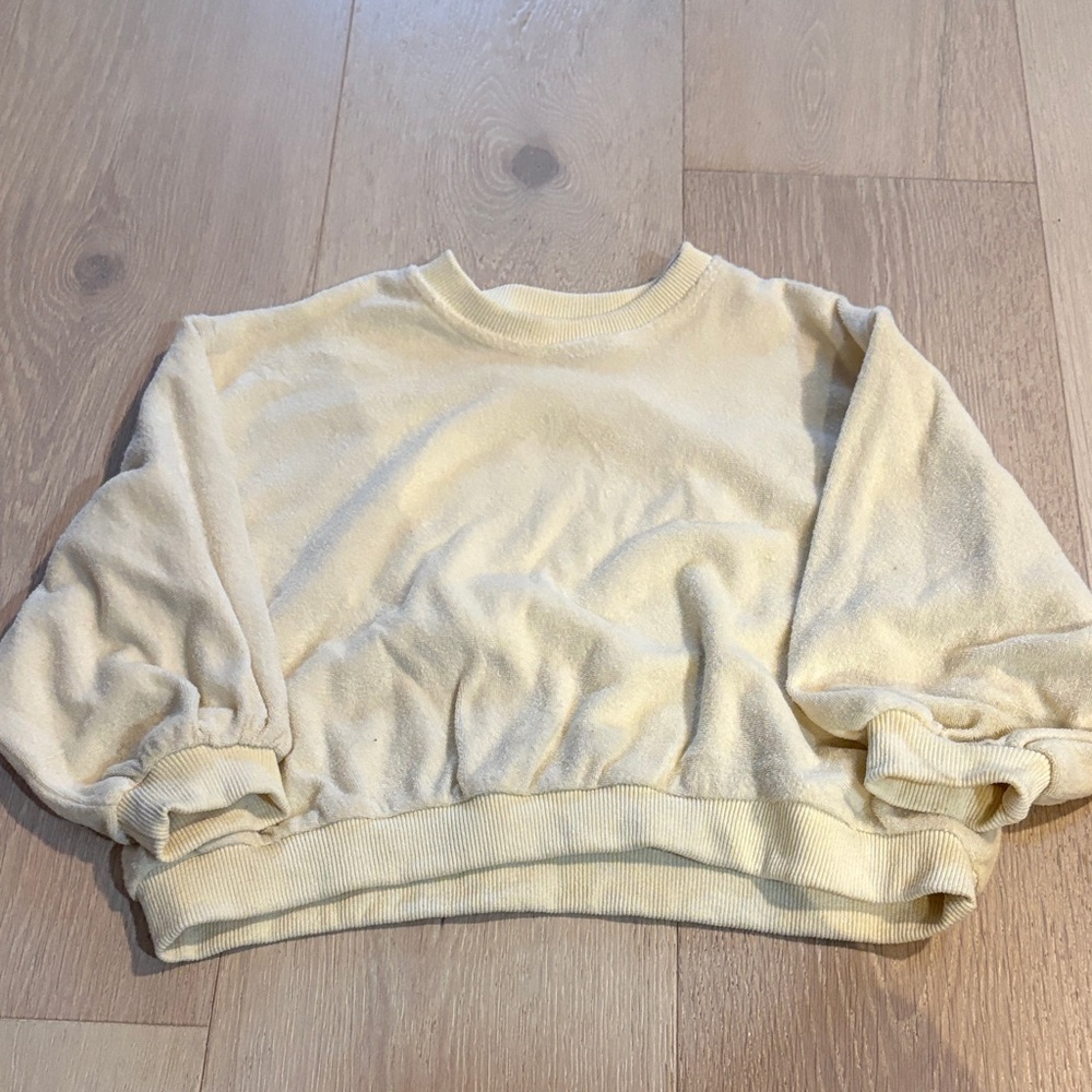 Kids Cream Crewneck Pullover Sweatshirt ( terry material)